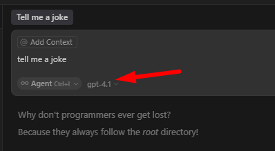 Cursor still displays gpt-4.1